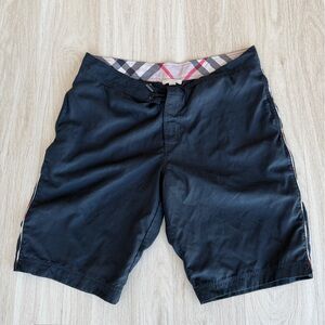 Burberry Black Shorts with Checkered Trim